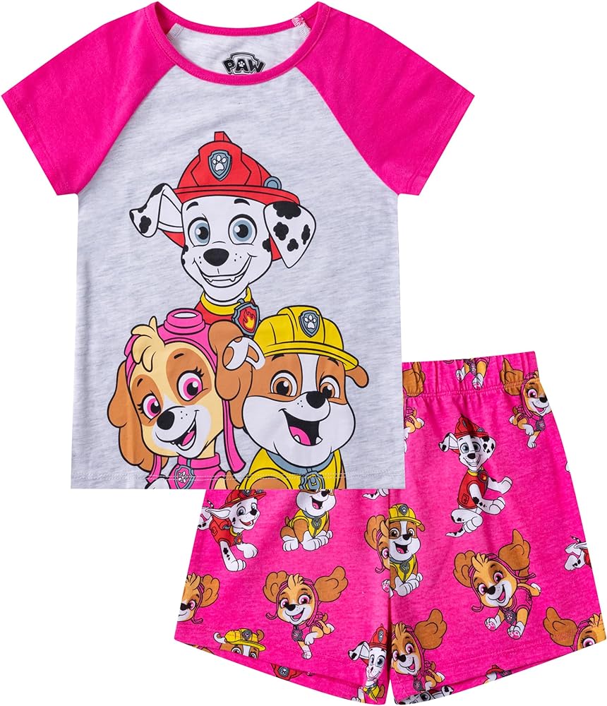 Nickelodeon Paw Patrol Girls Short Sleeve T-Shirt and Shorts Set for Toddler and Little Kids