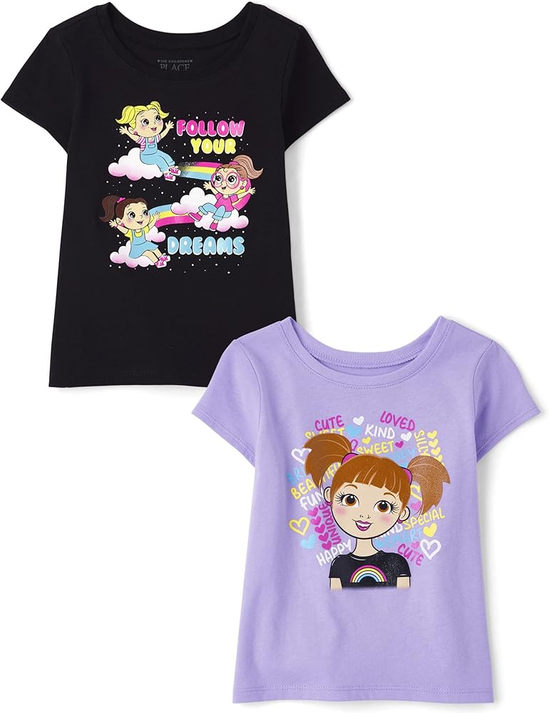 The Children's Place girls Dream Girl Graphic Short Sleeve Tee 2 pack