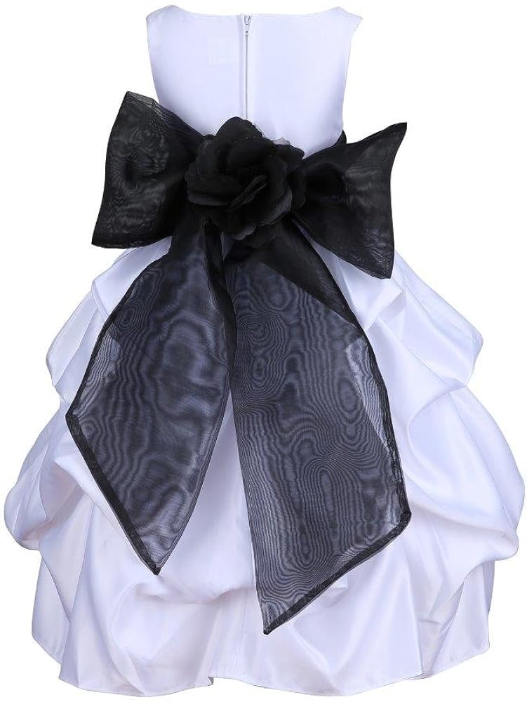 Pink Promise White Pick-Up Organza Sash Communion Wedding Baby Jr. Bridesmaid Flower Girl Dress