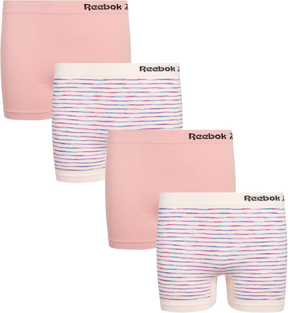 Reebok Girls’ Biker Shorts - 4 Pack Stretch Performance Girls Underwear Seamless Shorties - Cartwheel Shorts for Girls (6-16)