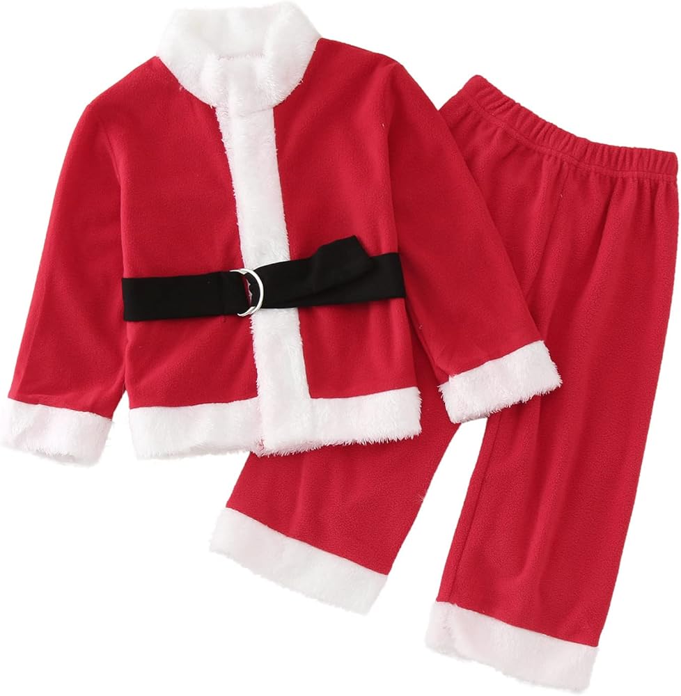 Toddler Boys Girls Christmas Long Sleeve Fleece Prints Coat Tops Pants Kids Outfits Girl Clothes 4t