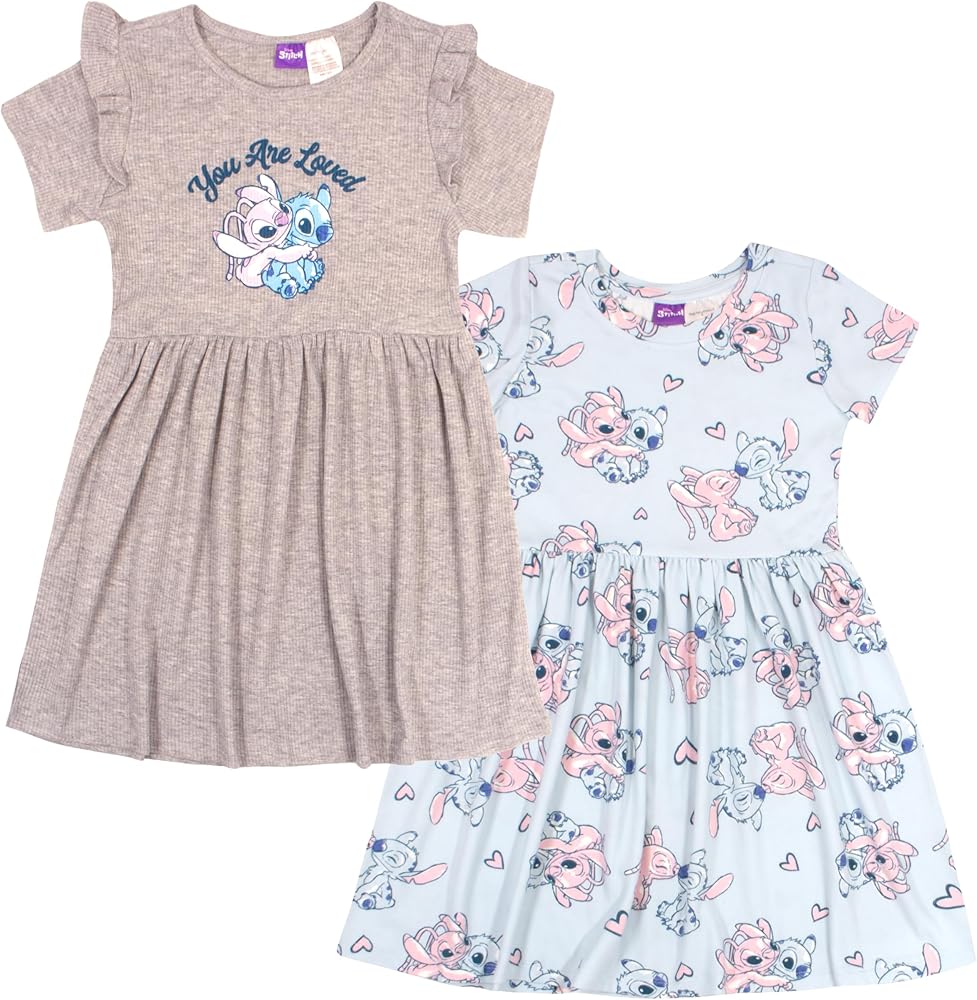 Disney Girls Minnie Mouse and Lilo & Stitch Casual Dresses 2 Pack Minnie Mouse and Lilo & Stitch Casual Girl Dress