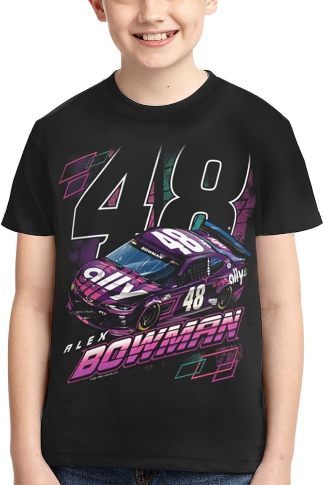 Alex Bowman 48 Classic Printing Athletic Crewneck T-Shirt Shirt Short Sleeve Tee Shirts for Teen Girl & Boy