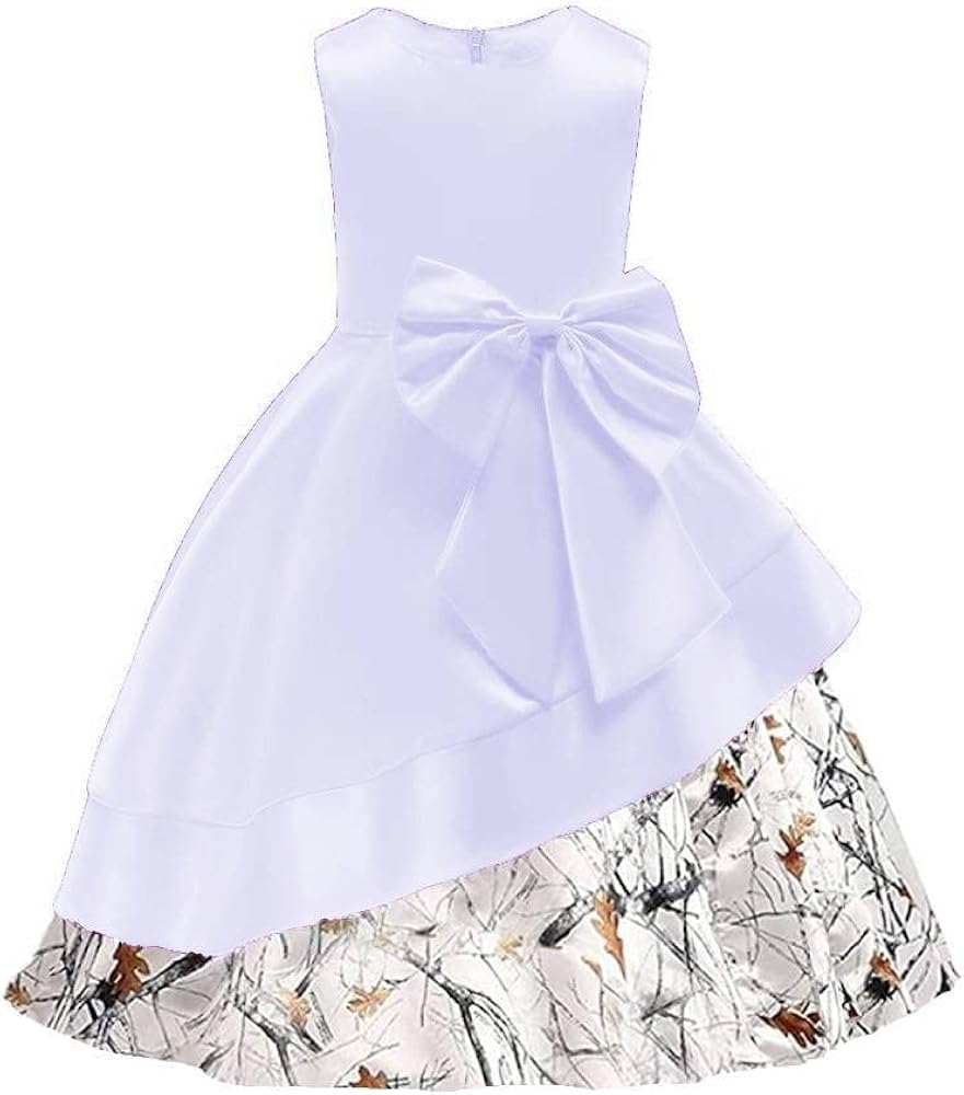 DINGZANCAMO Snowfall Camo Flower Girl Pageant Dresses Military Ball Dance Birthday Party Dress