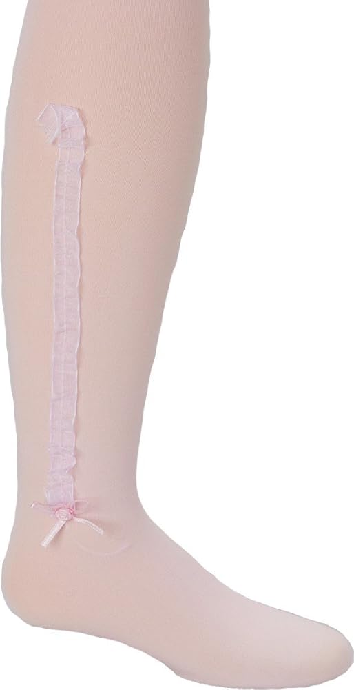 Girl's Pink Ruffle Bow Tights