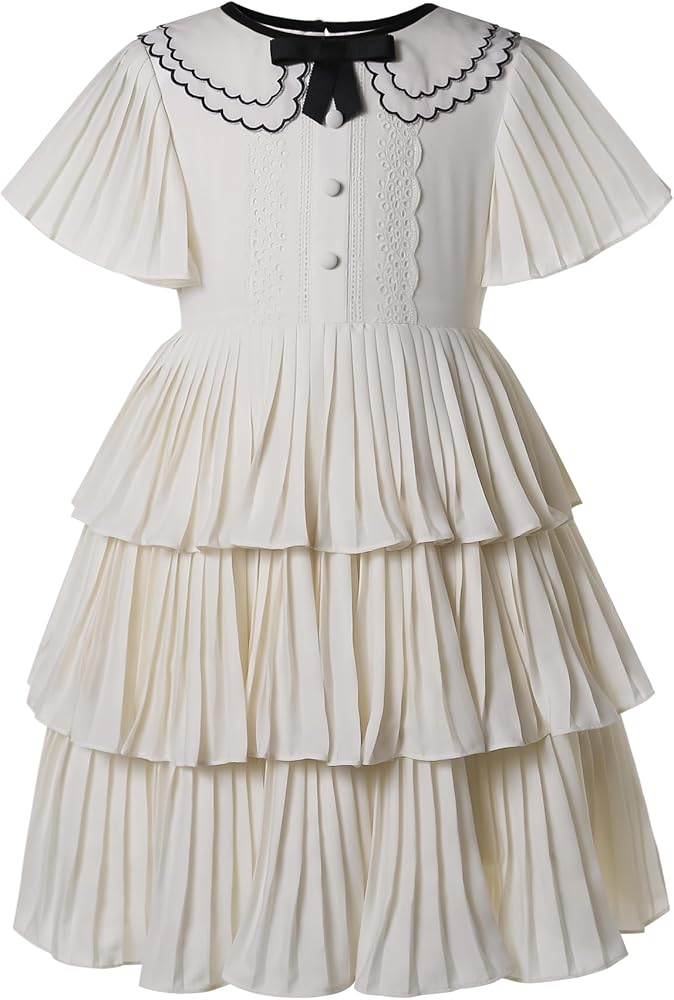 Pettigirl Girls Vintage Summer Ruffle Chiffon Graduation Clothes Kid Holiday Dress Size 3 4 5 6 7 8 9 10 11 12 13 14