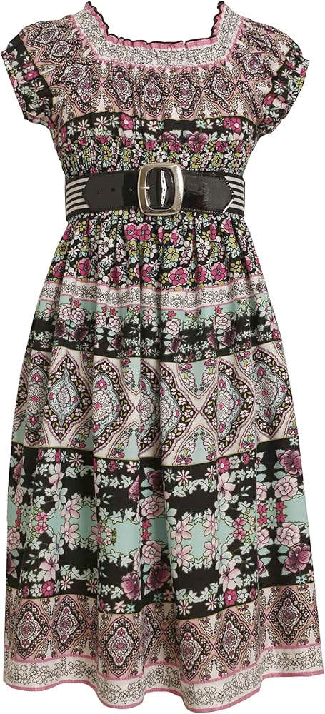 Bonnie Jean Big Girls' Challis Dress with Detachable Belt