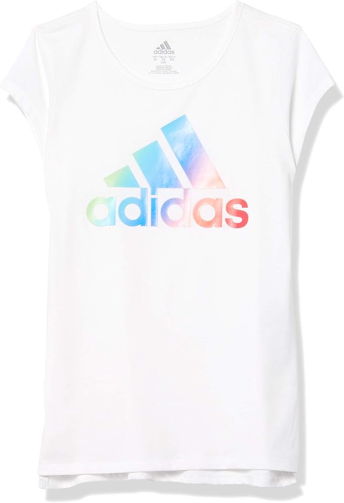 adidas Girls' Big Short Sleeve Side Vent Tee T-Shirt