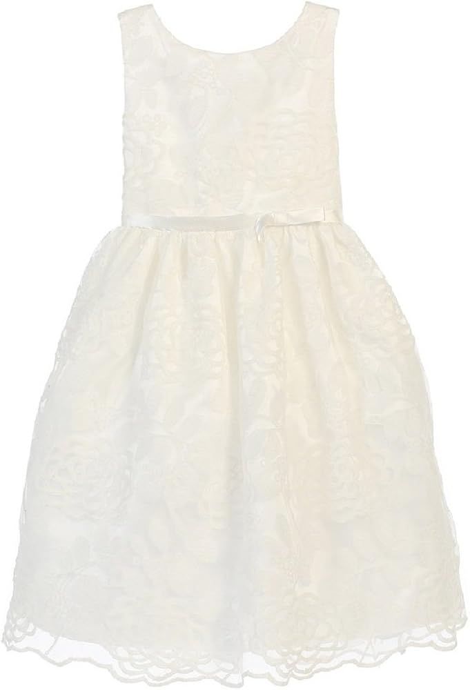 Little Girls Embroidered Mesh Junior Bridesmaid Flowers Girls Dresses