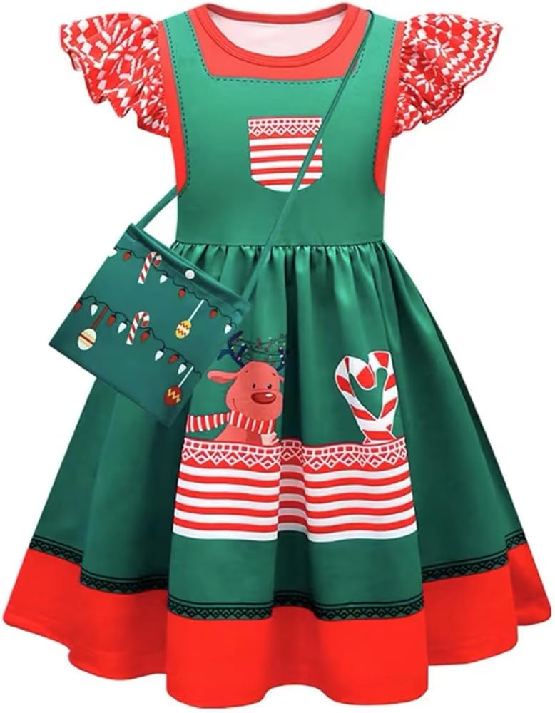 Ugly Christmas Dress for Girl Unique Christmas Dress 3D Xmas Print Short Sleeve Casual Patry Dresses