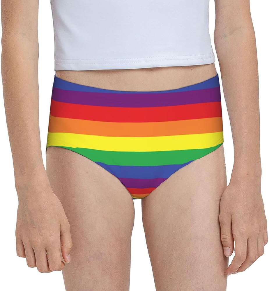 Augenstern Cotton Underwear Lgbt Rainbow Pride Stripes Girls'Briefs Soft Underpants