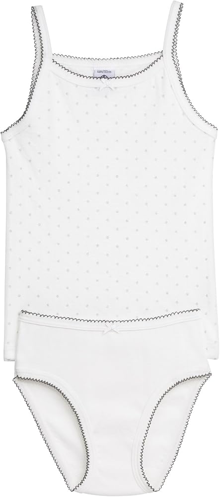 Petit Bateau GIRLS TWO PIECE UNDERWEAR WHITE/SEQUENCE STYLE 12190 SIZES 6-12 (SIZE 2 STYLE 12190 GIRLS)