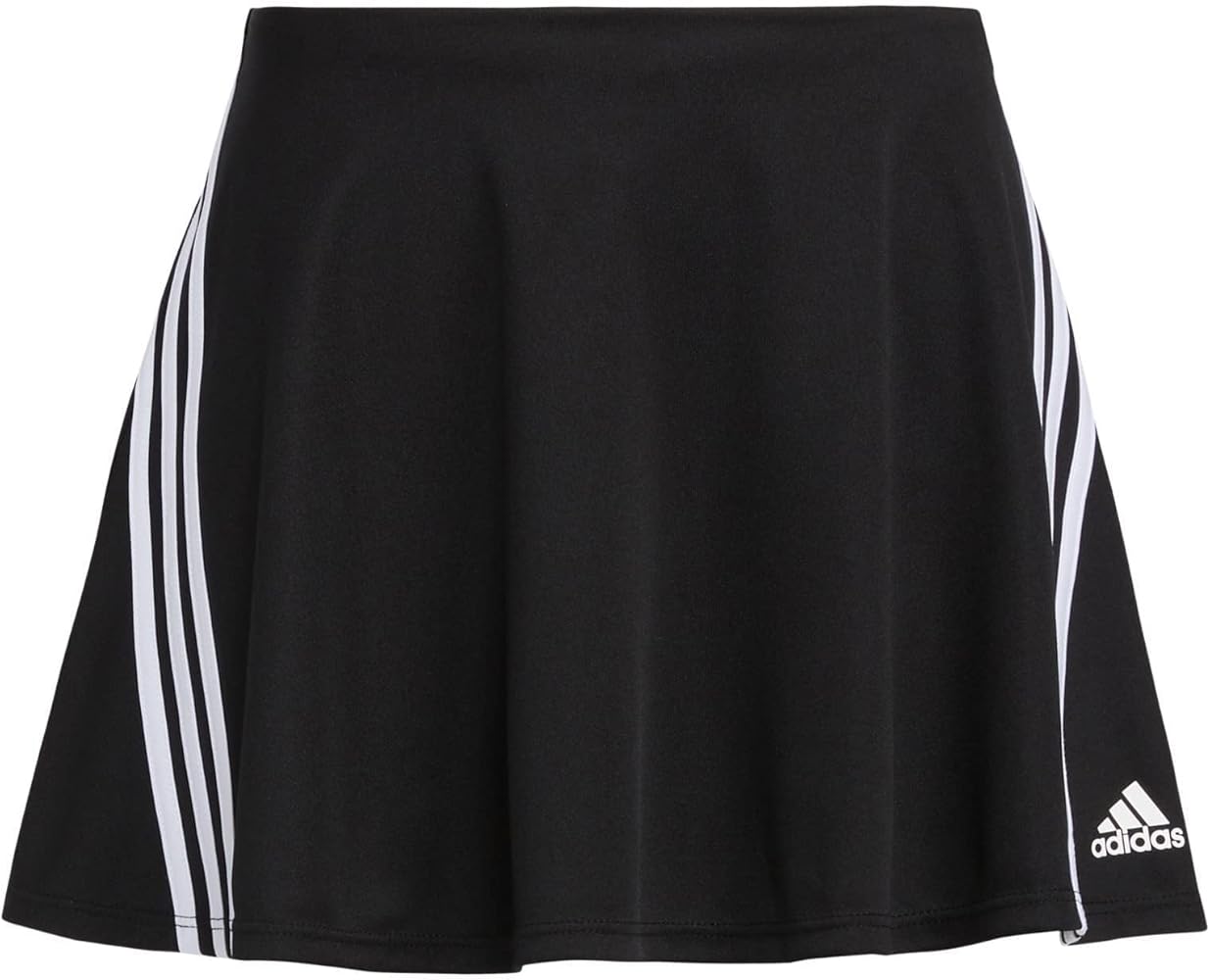 adidas Girls' 3-Stripe Flounce Knit Skorts Tennis Skirt, Black, Medium (10/12)