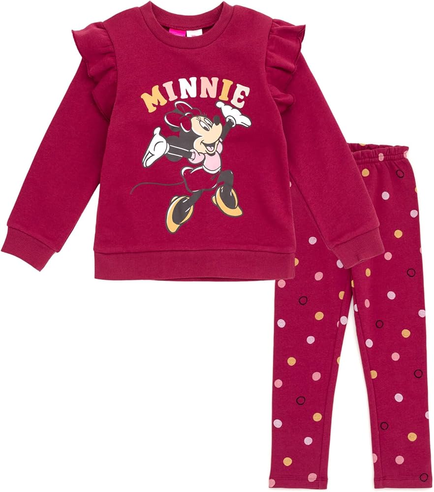 Disney Princess Minnie Mouse Winnie the Pooh The Aristocats Fleece Sweatshirt & Pants Outfit Set Newborn to Big Kid Sizes