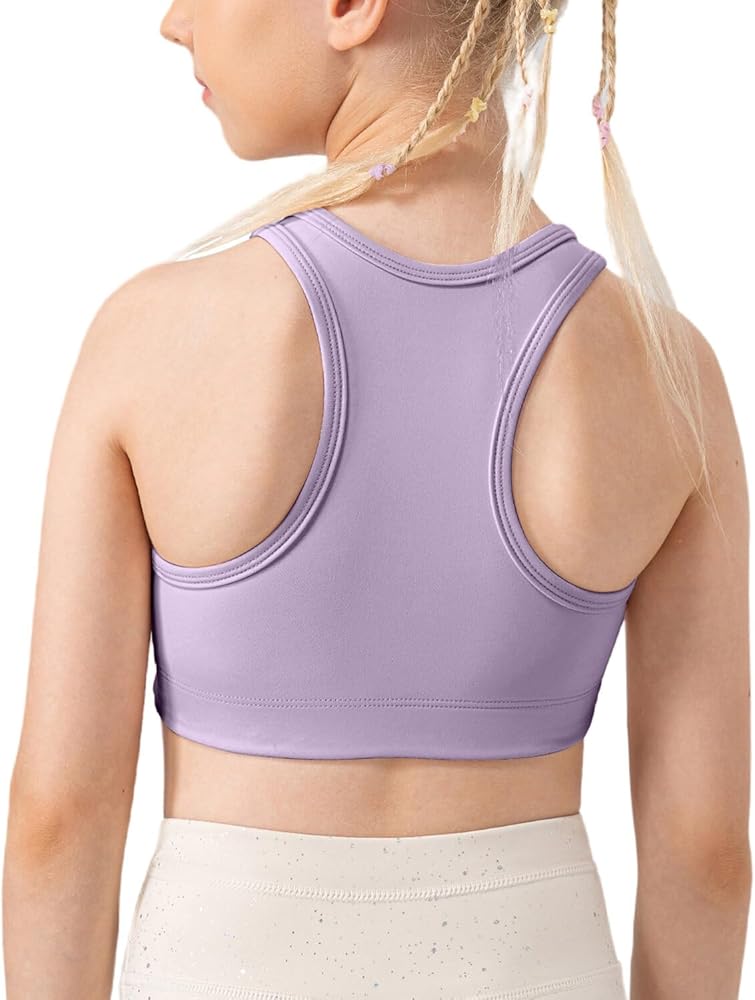 Happy Cherry Girls Racerback Sport Bra Quick Dry Seamless Stretch Yoga Workout Tank Top with Removable Pads