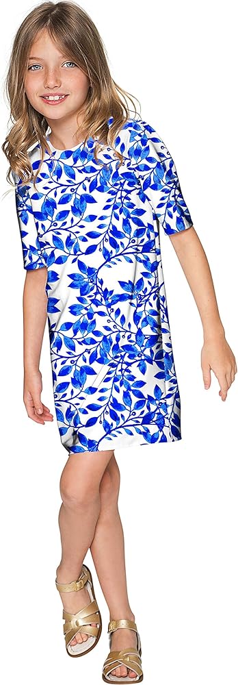 PineappleClothing Girls' Floral Print Special Occasion Party Shift A-line Dress