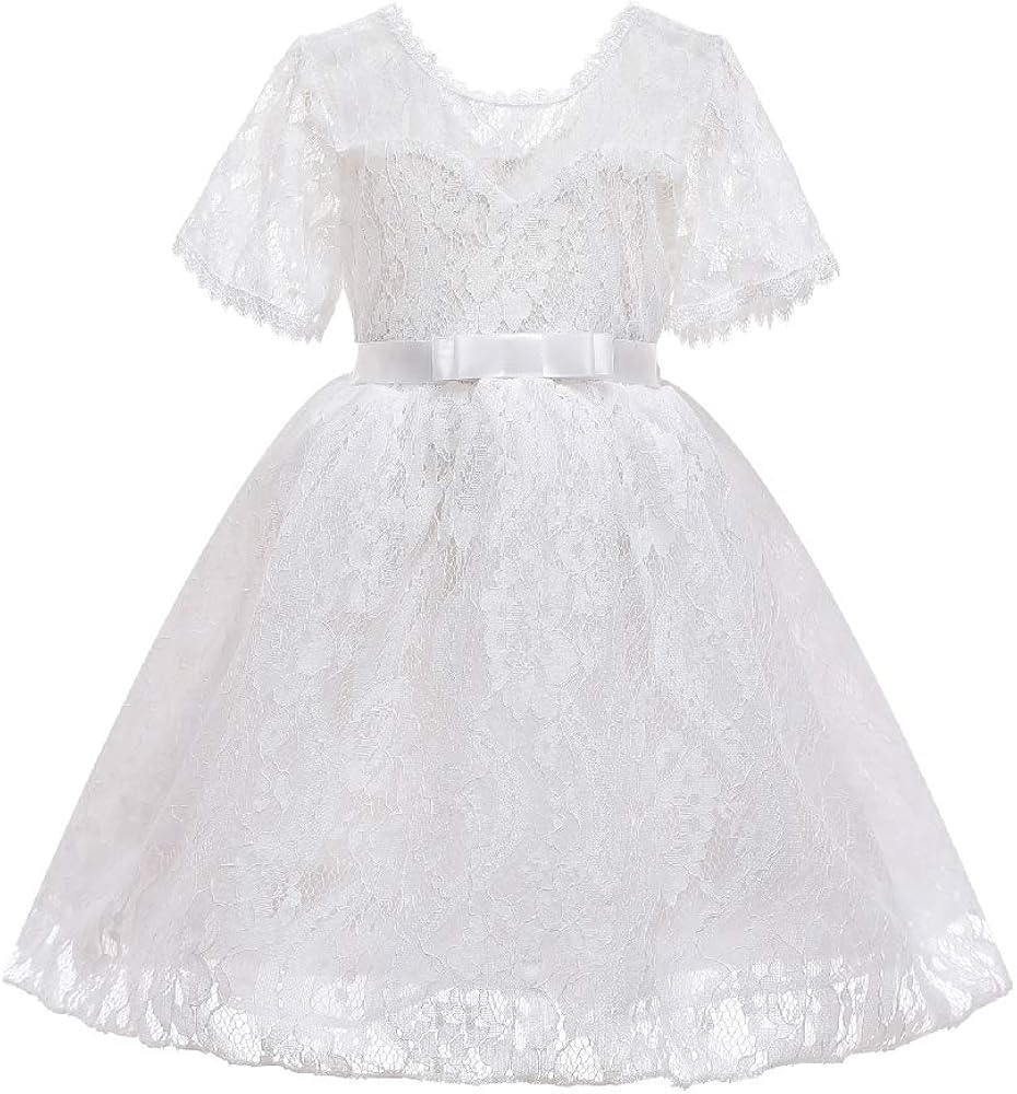 Quenny New Summer Girl's Dresses,Girls' Cool and Breathable lace Puffy Princess Dresses.