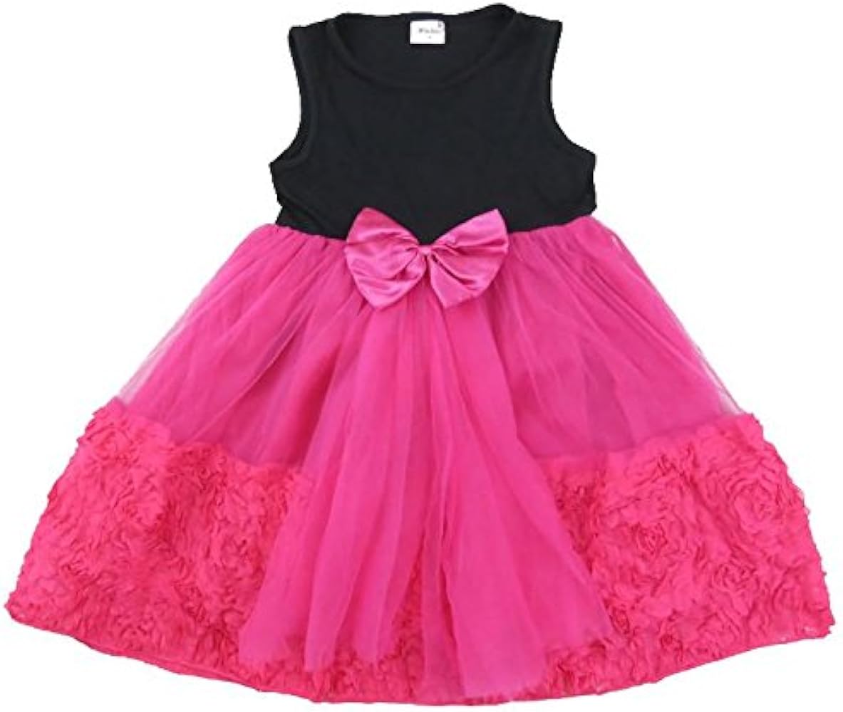 Hot Pink & Black Rose Dress Girls