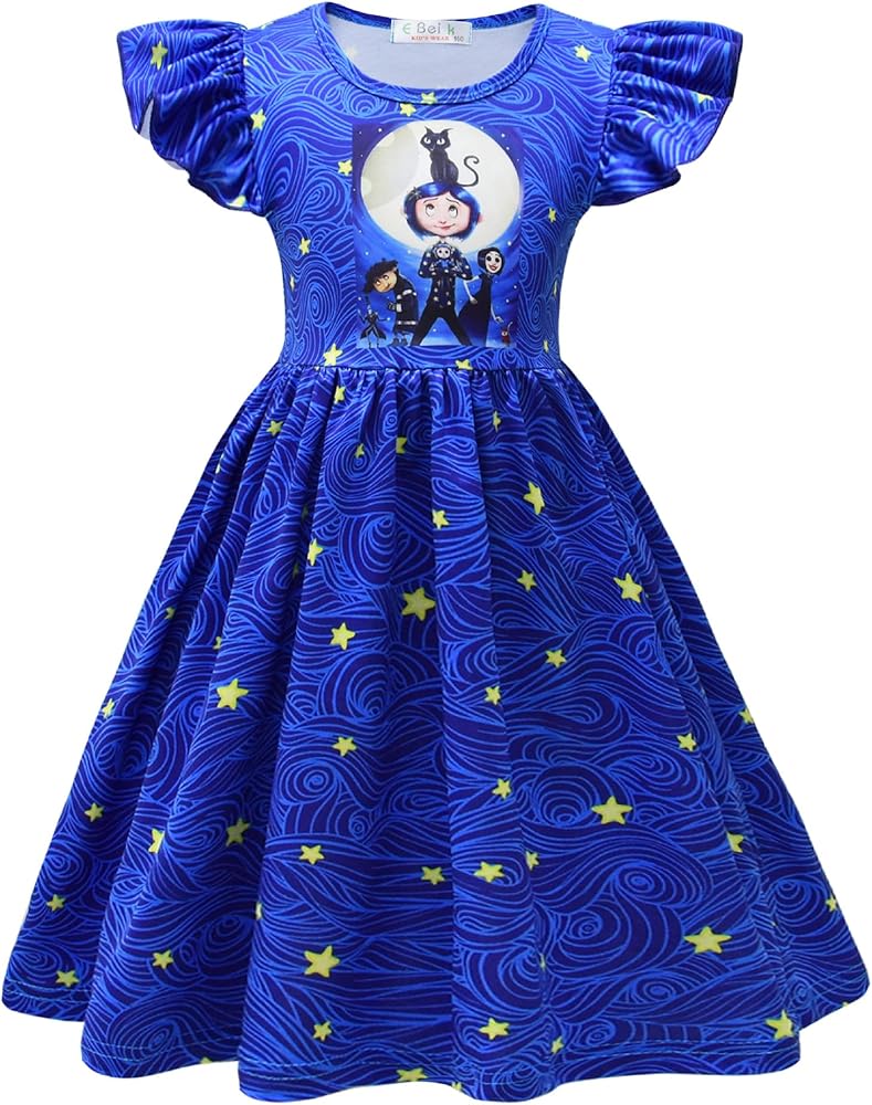 Girls' Dress Game Cartoon Clothing Little Princess Dress Toddler Casual Skirt Flutter Sleeve 3-8 Years