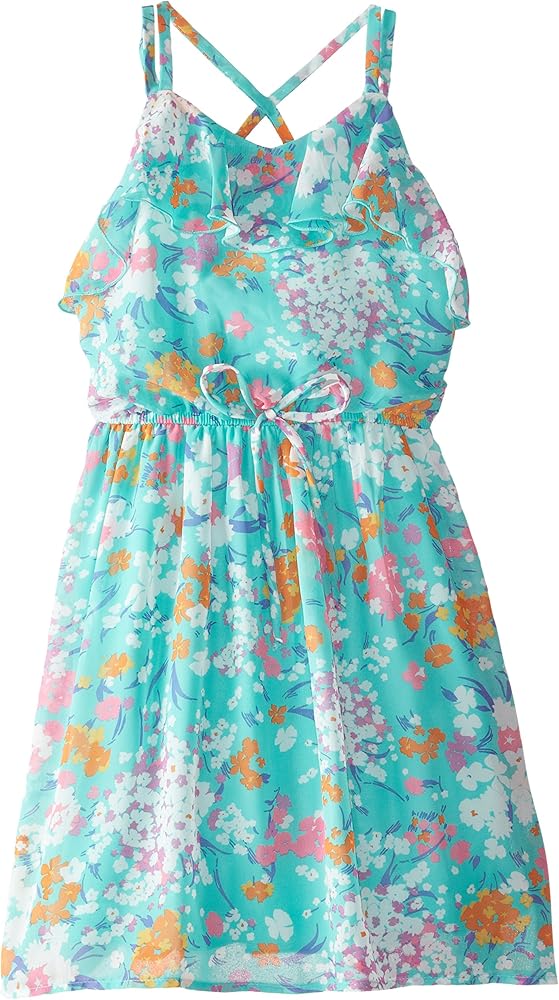 Speechless Big Girls' Printed Floral Chiffon Ruffle Dress