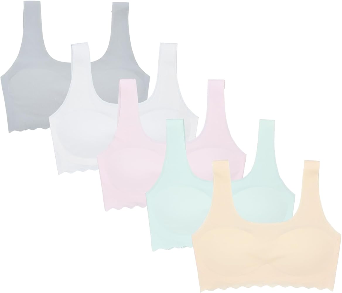 Training Bras for Girl's 8 10 12 Teens Bras Seamless Foam Bra Cotton Crop Bralette Camisole for Girls Ages 12-14 14-16