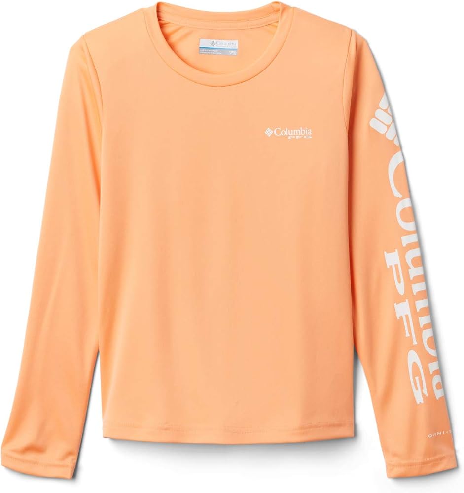 Columbia Youth Girls Tidal Tee Long Sleeve, Bright Nectar, Large