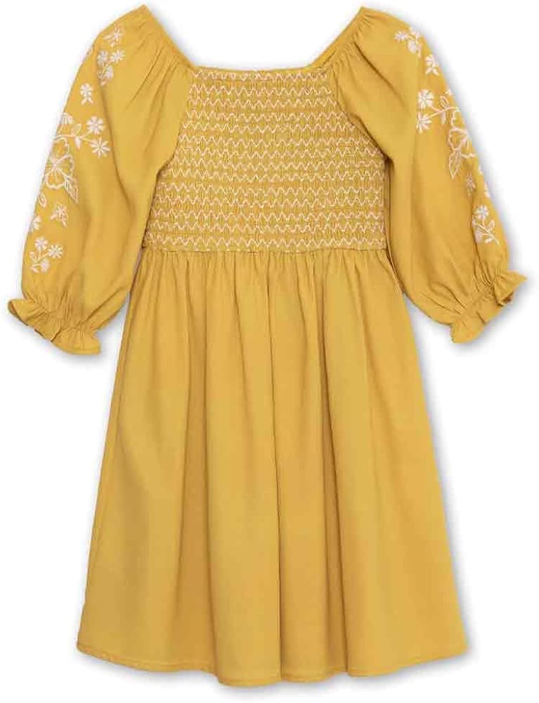 Speechless Girls' 3/4 Sleeve Embroidered Dress