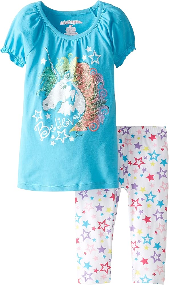 Little Girls' Believe Unicorn with Star Legging Tunic Set