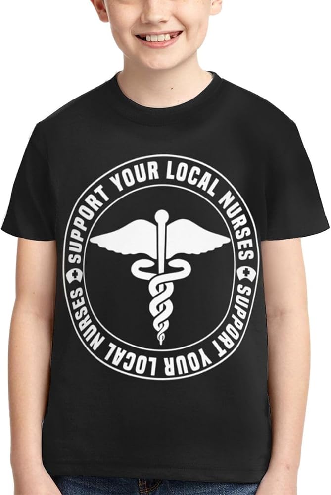 Support Your Local Nurse Boys Girls Shirts Kids Short Sleeve Classic Crewneck Top Tee