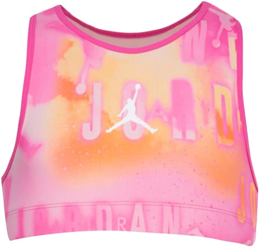 Junior Sports Essential Printed Bra Girls Size Medium and Large Color Pinksicle and White