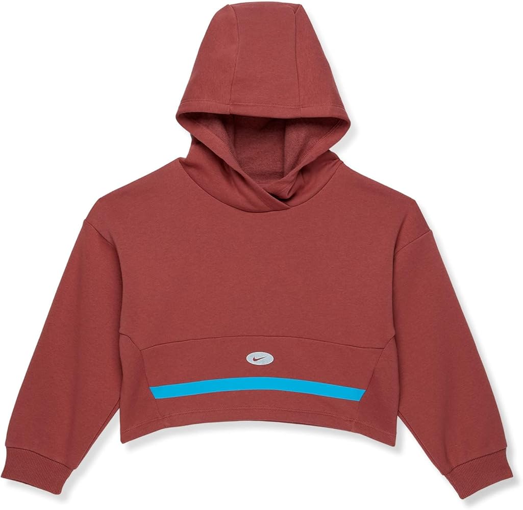 Nike Girl's NSW Icon Novelty Fleece Hoodie (Little Kids/Big Kids) Canyon Rust/Laser Blue MD (10-12 Big Kid)