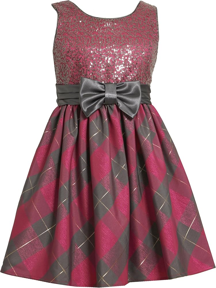 Bonnie Jean Big Girls' Dress Sequin Bodice To Plaid Taffeta Skirt