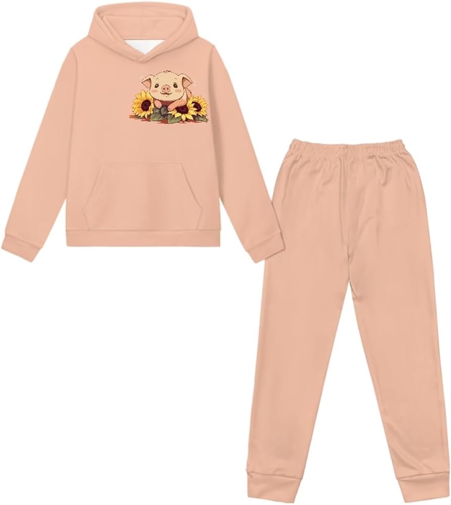 Dreaweet Kids Hoodies Outfits Fall Winter Long Sleeve Pullover Tops and Pants,2 Piece Sweatshirt and Sweatpants Suit