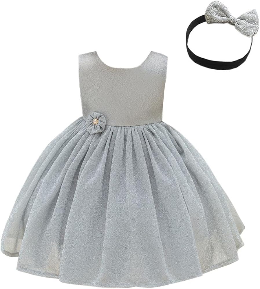 Dressy Daisy Baby Toddler Girls' Special Occasion Dresses Wedding Flower Girl Christmas Party Fancy Ball Gown with Headband