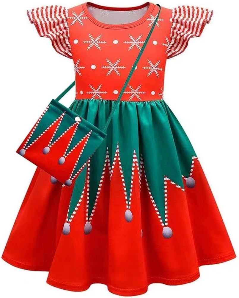 Ugly Christmas Dress for Girl Unique Christmas Dress 3D Xmas Print Short Sleeve Casual Patry Dresses