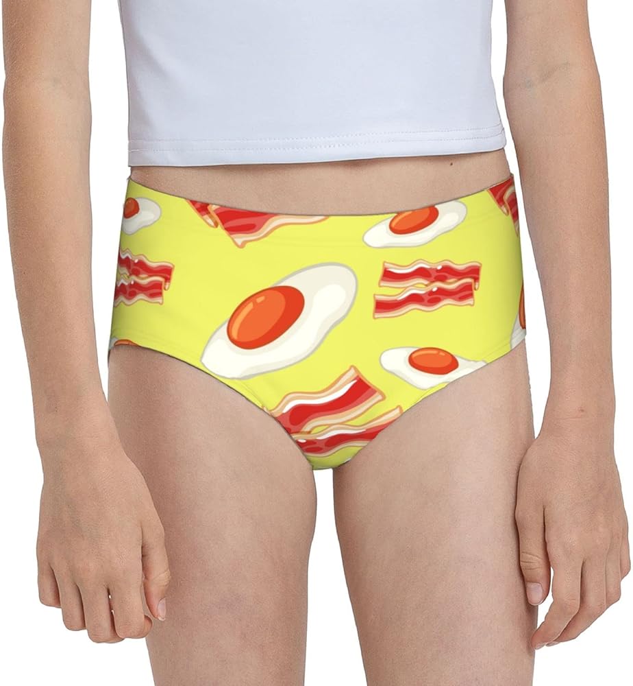 Augenstern Cotton Underwear Cartoon-Gold-Bacon-Eggs Girls'Briefs Soft Underpants