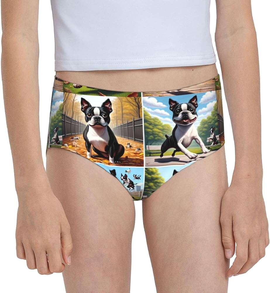 Augenstern Cotton Underwear Terrier-Dog-Pose Girls'Briefs Soft Underpants