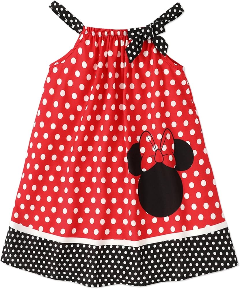 Disney Mickey and Friends Summer Dress for Girls Polka Dots Pattern Bow Slip Toddler Dress