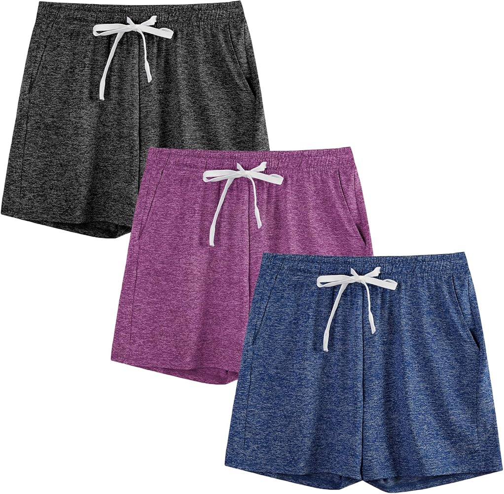 3-Pack Kids/Girls/Teen Girls Athletic Shorts Dry-Fit High Waisted Running Shorts (5-18 Years)