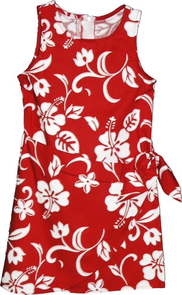 RJC Brand Hibiscus Pareo Girl's Hawaiian Sarong Dress Red 5