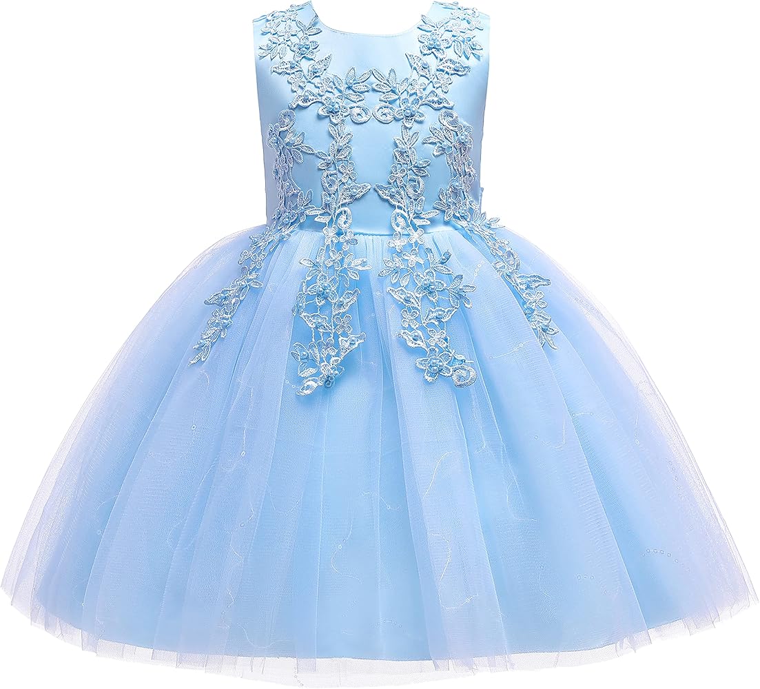 Weileenice Flower Girls Wedding Dress Sequin Tulle Beads Little/Girl Lace Bridesmaid Holiday Pageant Party Tutu Dresses