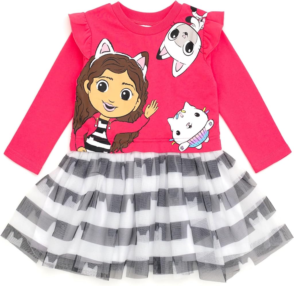 DREAMWORKS GABBY'S DOLLHOUSE Pandy Paws Cakey Cat Girls French Terry Dress Toddler to Big Kid