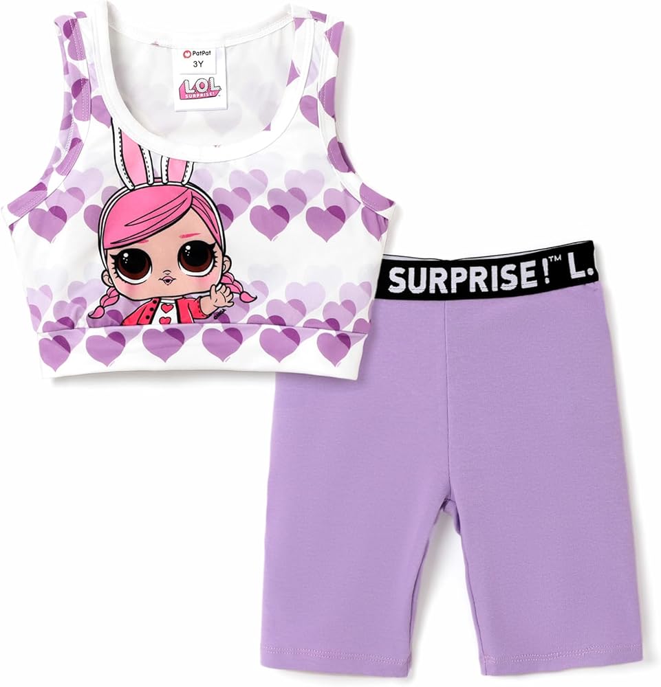 L.O.L. Surprise! Girl 2PCS Outfits Tank Top and Shorts Tight Cycling Pants Casual Summer Set