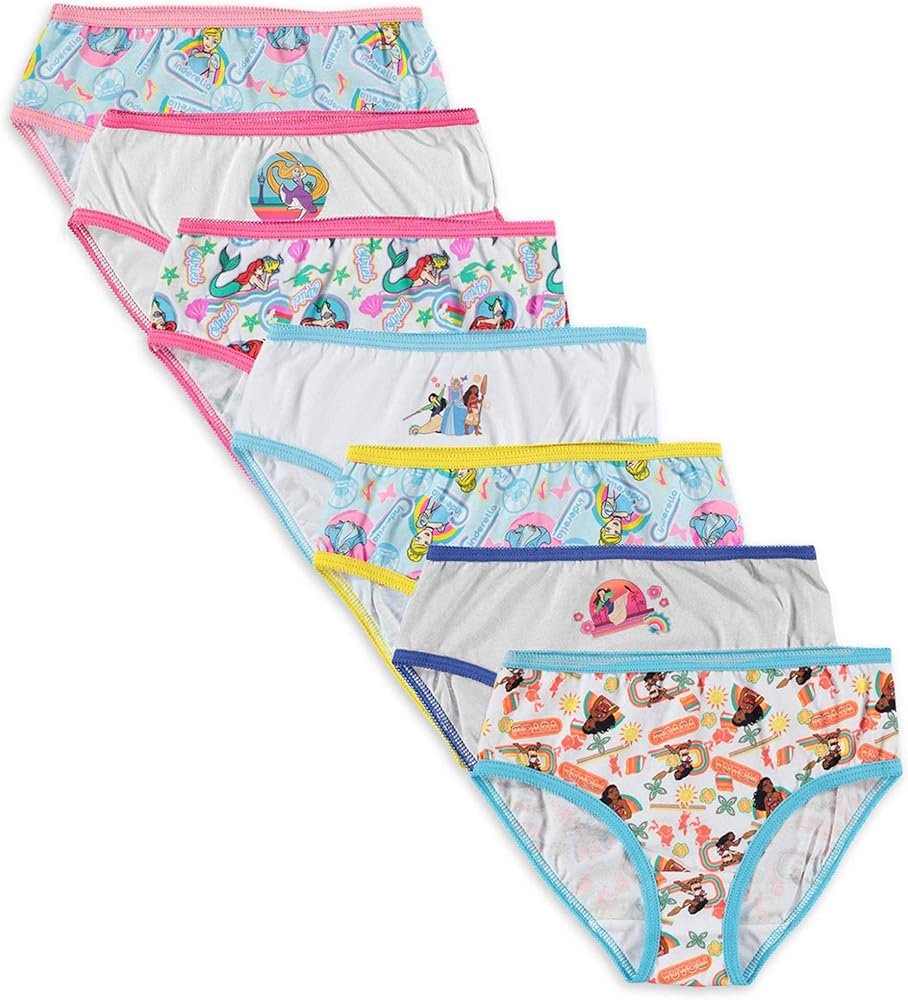 Disney Little Girls' Princess 7 Piece Underwear Panties Set (4) Multi