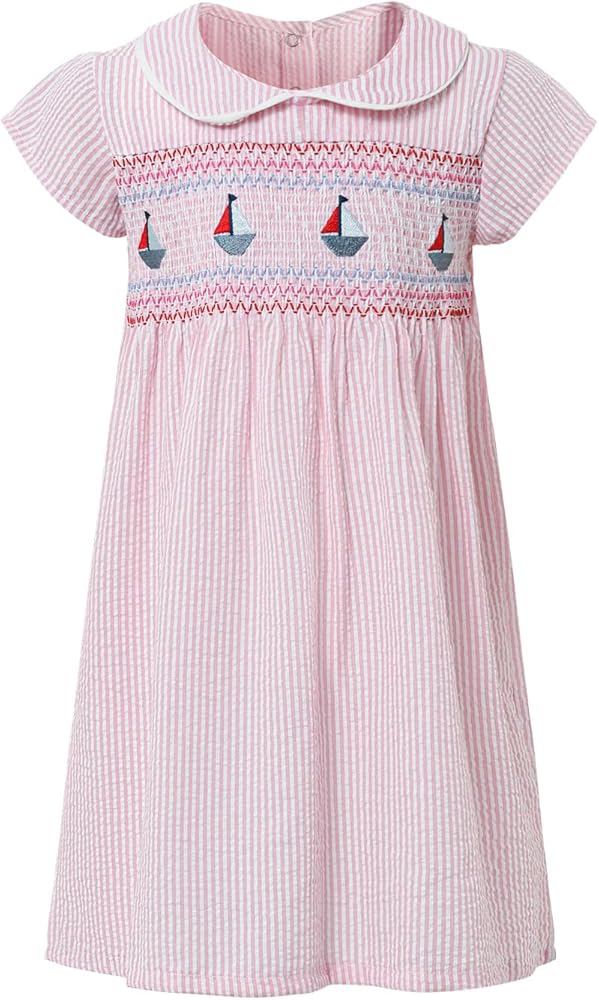 Toddler Girls Peter Pan Collar Short Sleeve Summer Cute Casual Dress