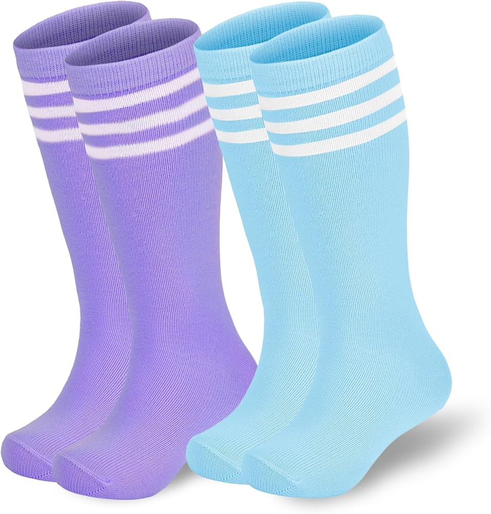 American Trends Kids Soccer Socks Toddler Knee High Tube Socks for Boys Girls School Striped Long Sports Athletic Socks