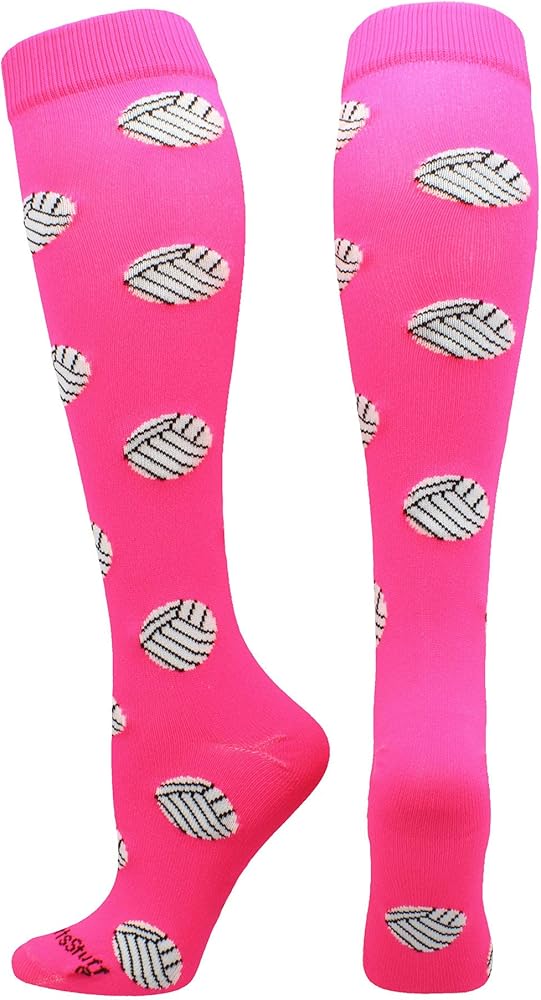 MadSportsStuff Volleyball Socks with Volleyball Print Over the Calf