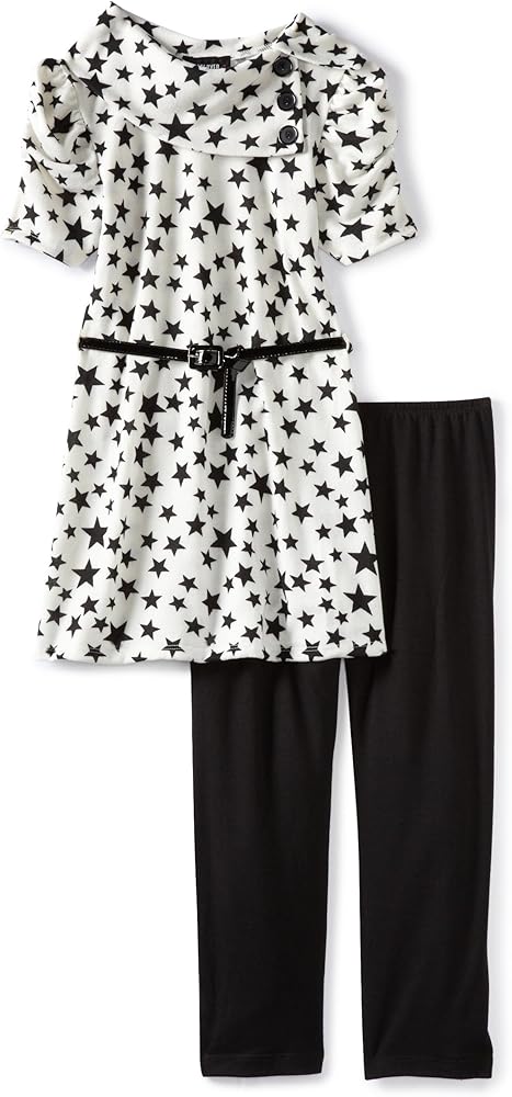 Amy Byer Big Girls' Star Print Belted Legging Set