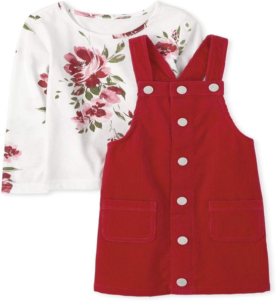 The Children's Place Toddler Girls' Floral Corduroy Skirtall Outfit Set