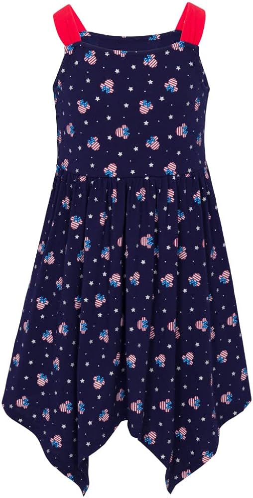 Disney Girls' Minnie Mouse Dress - Americana 4th of July Sundress for Toddler, Little, and Big Girls 2-16